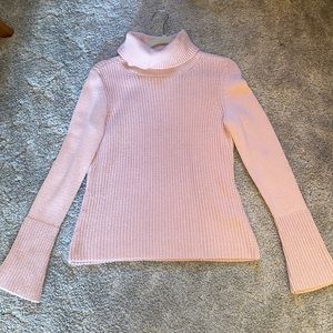 Light Pink turtleneck sweater with flare sleeve